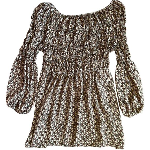 Max Edition Off The Shoulder Boho Print Balloon Sleeve Blouse Sz S Fairy Cottage - Picture 4 of 4